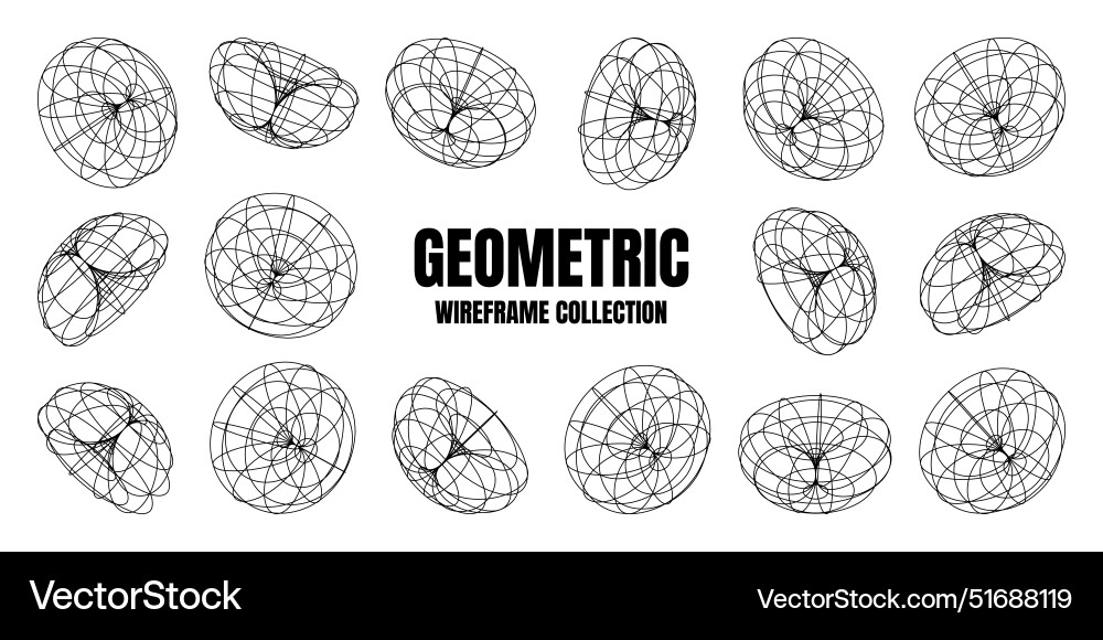 Wireframe lined shapes perspective mesh 3d grid Wireframe lined shapes perspective mesh 3d grid vector image