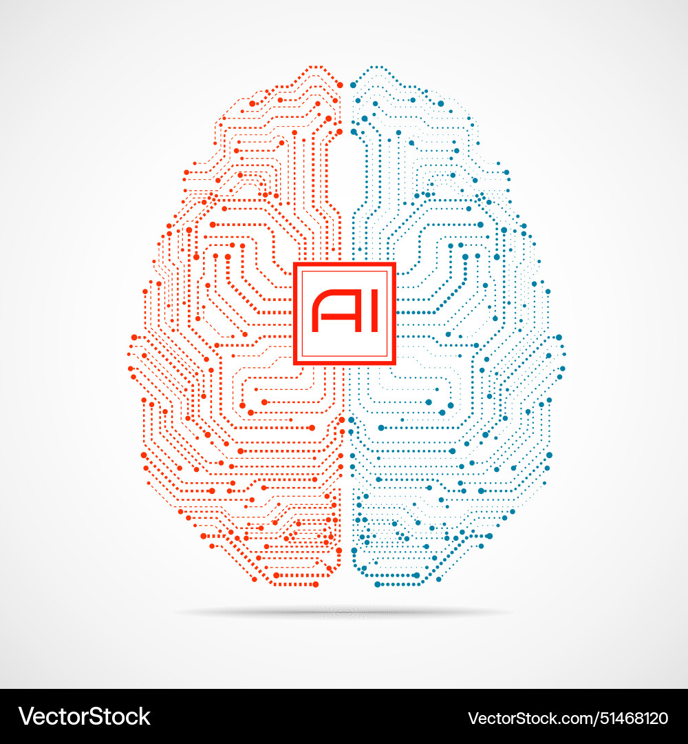 Abstract technological brain with artificial vector image