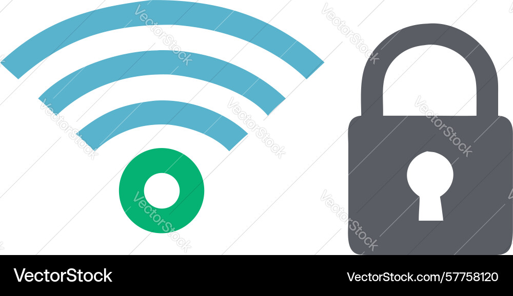 Secure wireless network icon with padlock design vector image