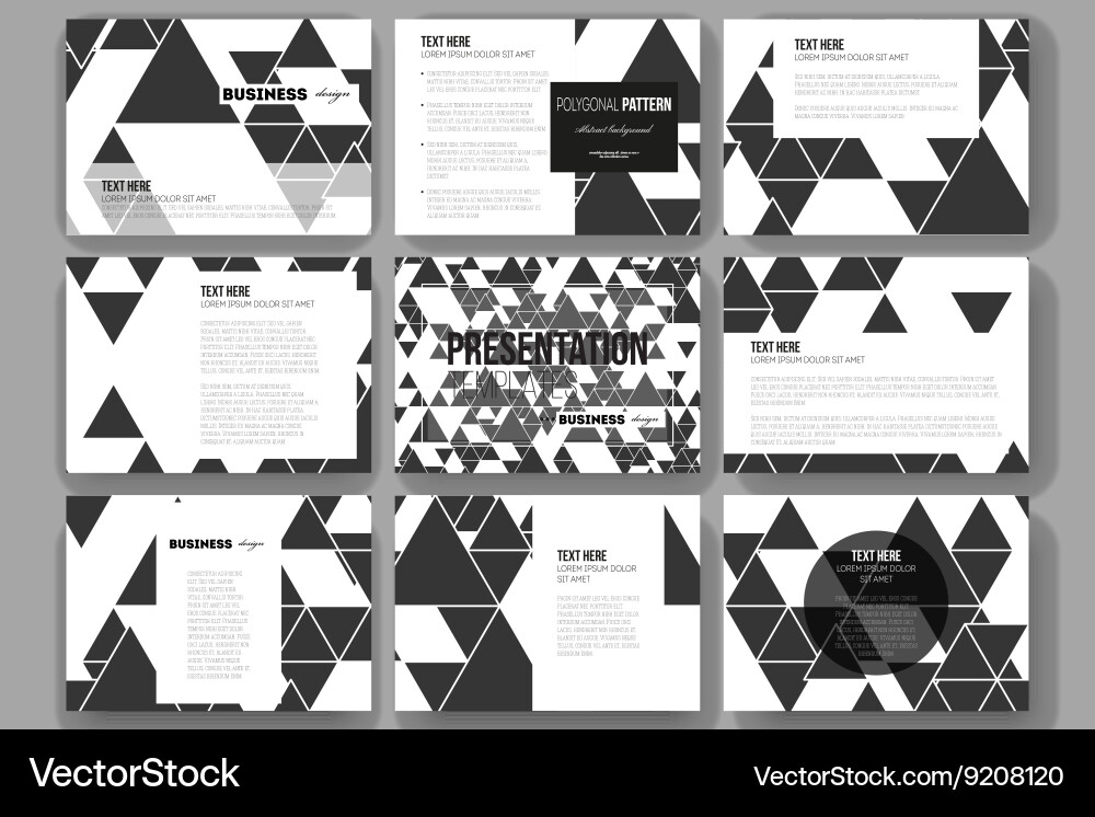 Set of 9 templates for presentation slides Vector Image