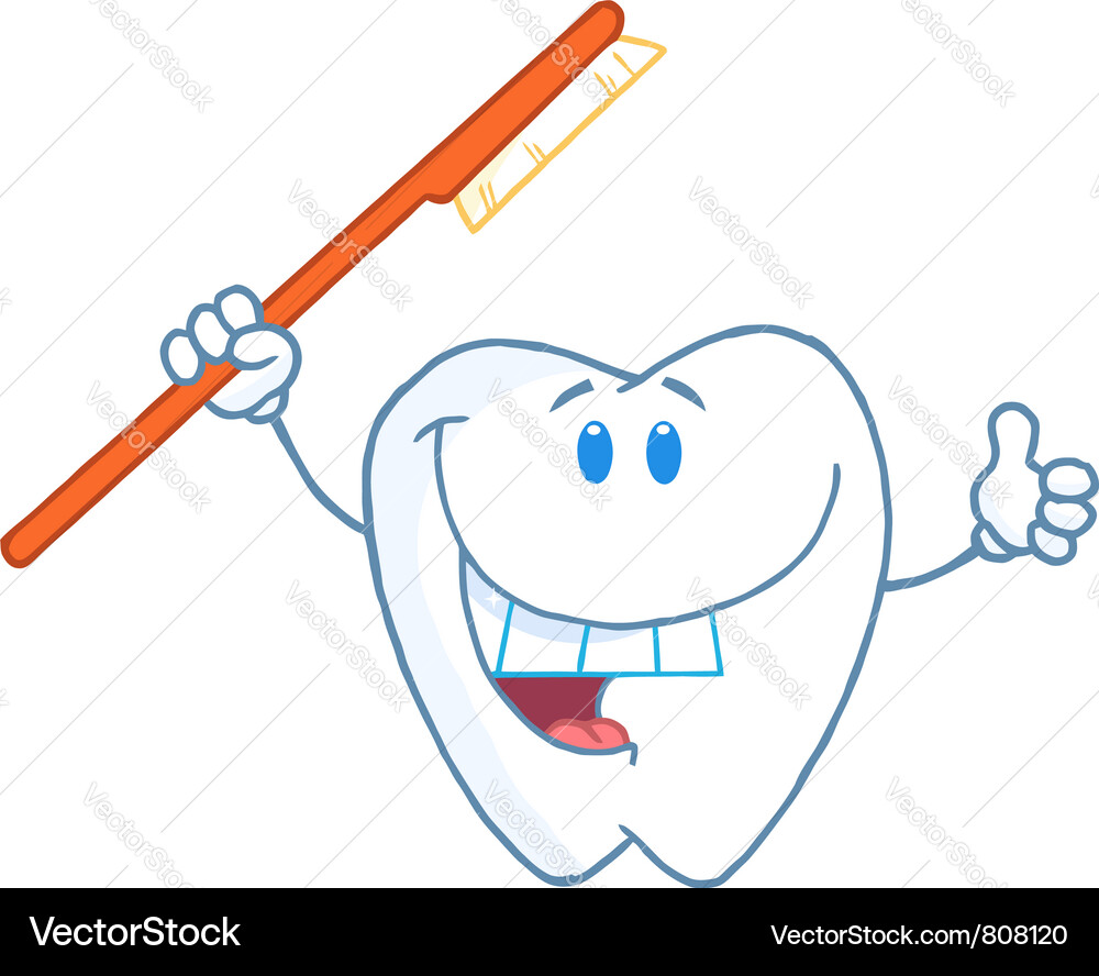 Smiling tooth with toothbrush Vector Image