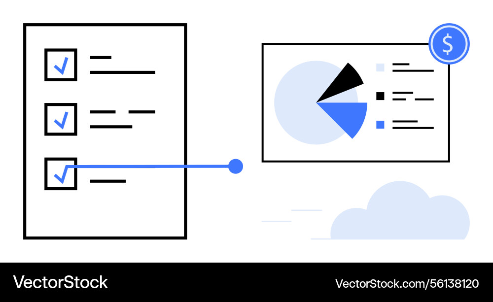 Task checklist and analytics chart Task checklist and analytics chart vector image