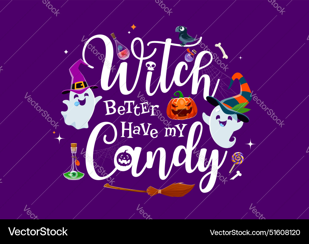 Witch's Candy - Halloween Tee Vector Image