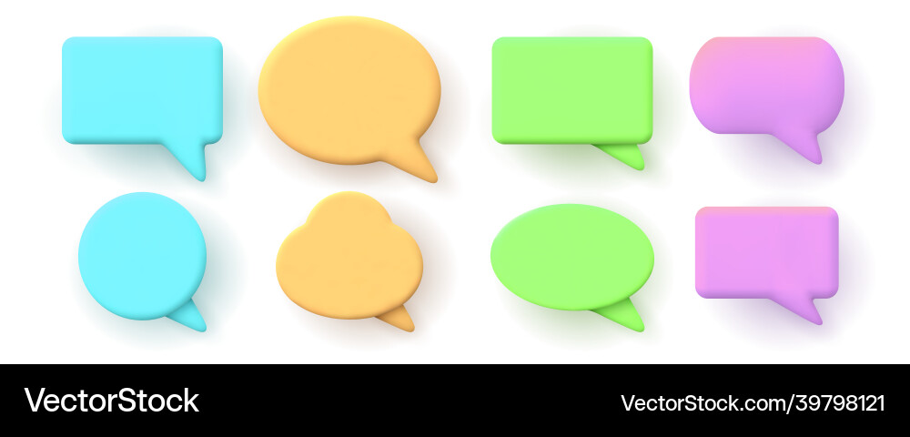 3d notification chat message or speech bubbles 3d notification chat message or speech bubbles vector image