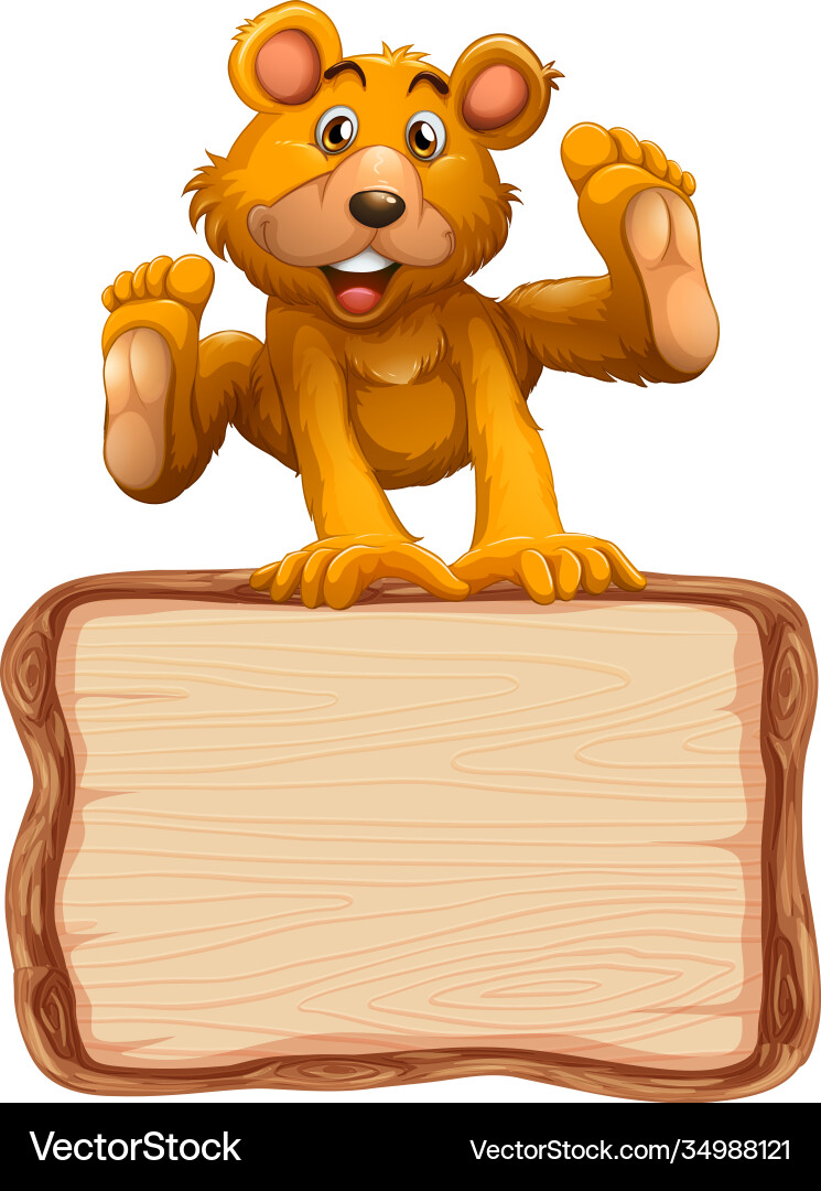 Board template with cute bear on white background Vector Image