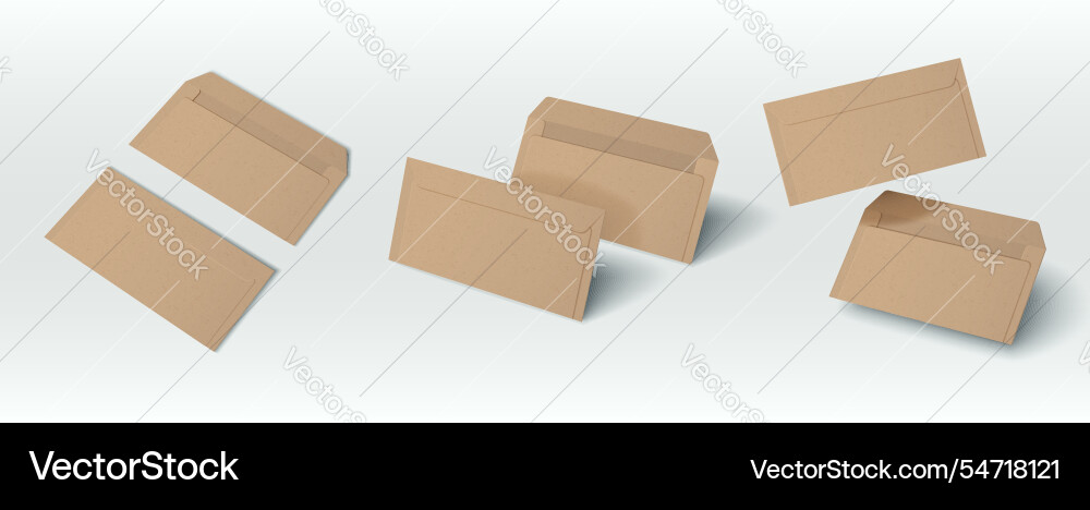 Brown rectangular closed and open envelopes Brown rectangular closed and open envelopes vector image