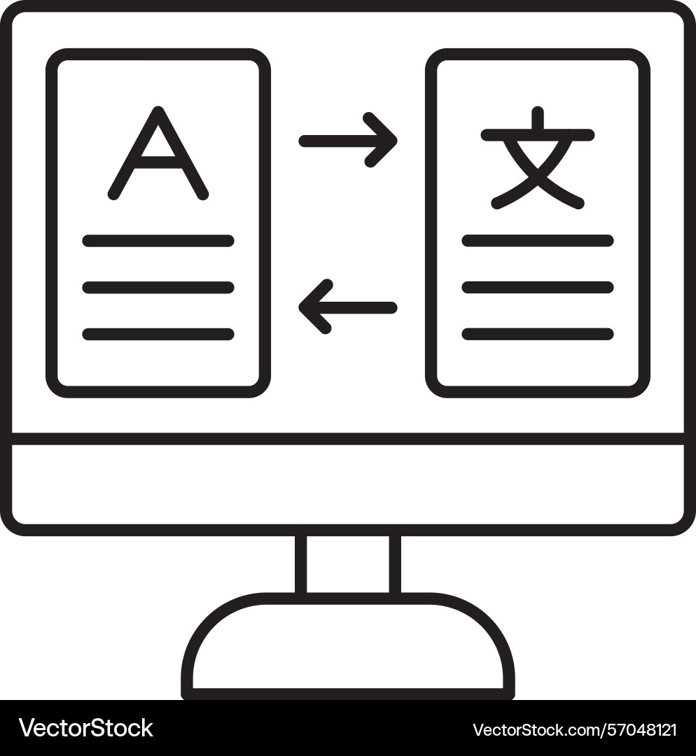 Computer translator line icon design Vector Image