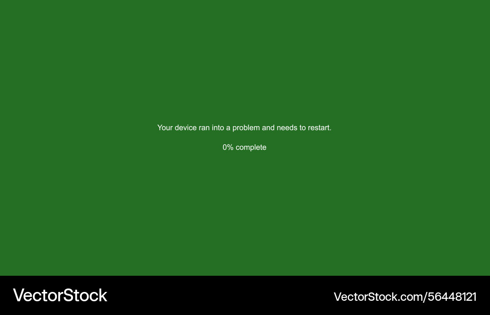 Green screen error with restart message vector image