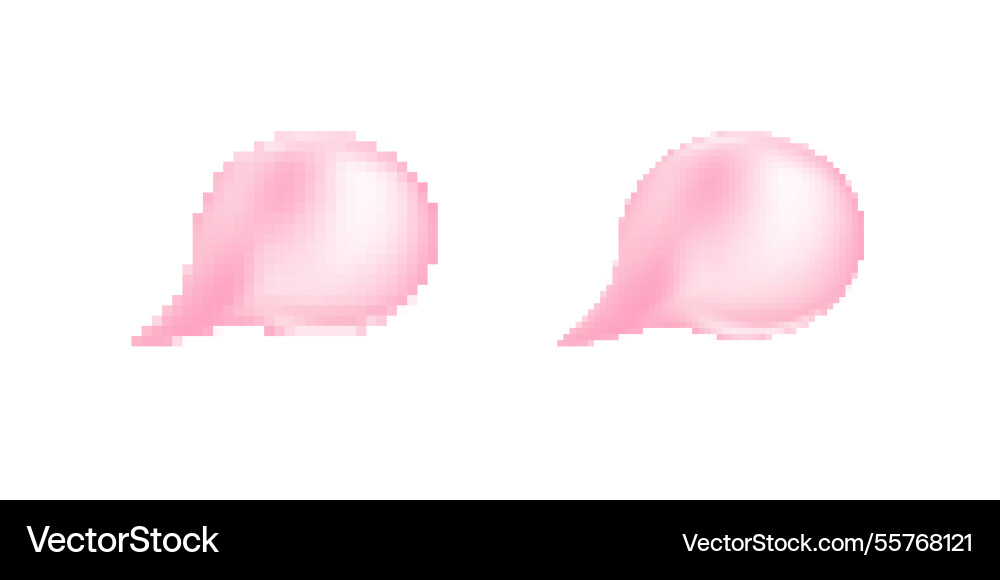 Pink speech bubbles with smooth gradient and pixel Vector Image