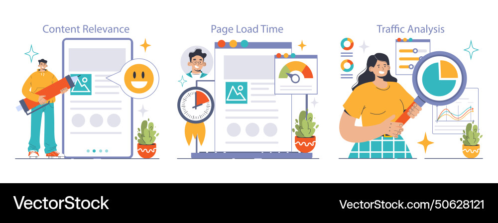 Website analysis set conversion rate and traffic Website analysis set conversion rate and traffic Vector Image