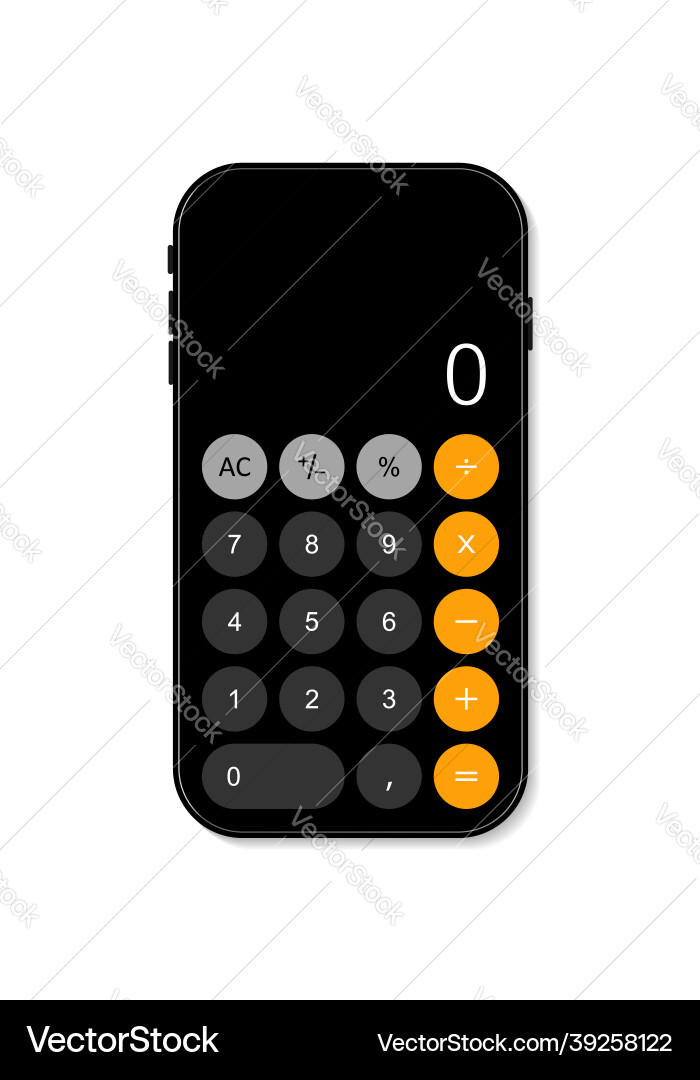 Calculator in smartphone app for calculate Calculator in smartphone app for calculate Vector Image