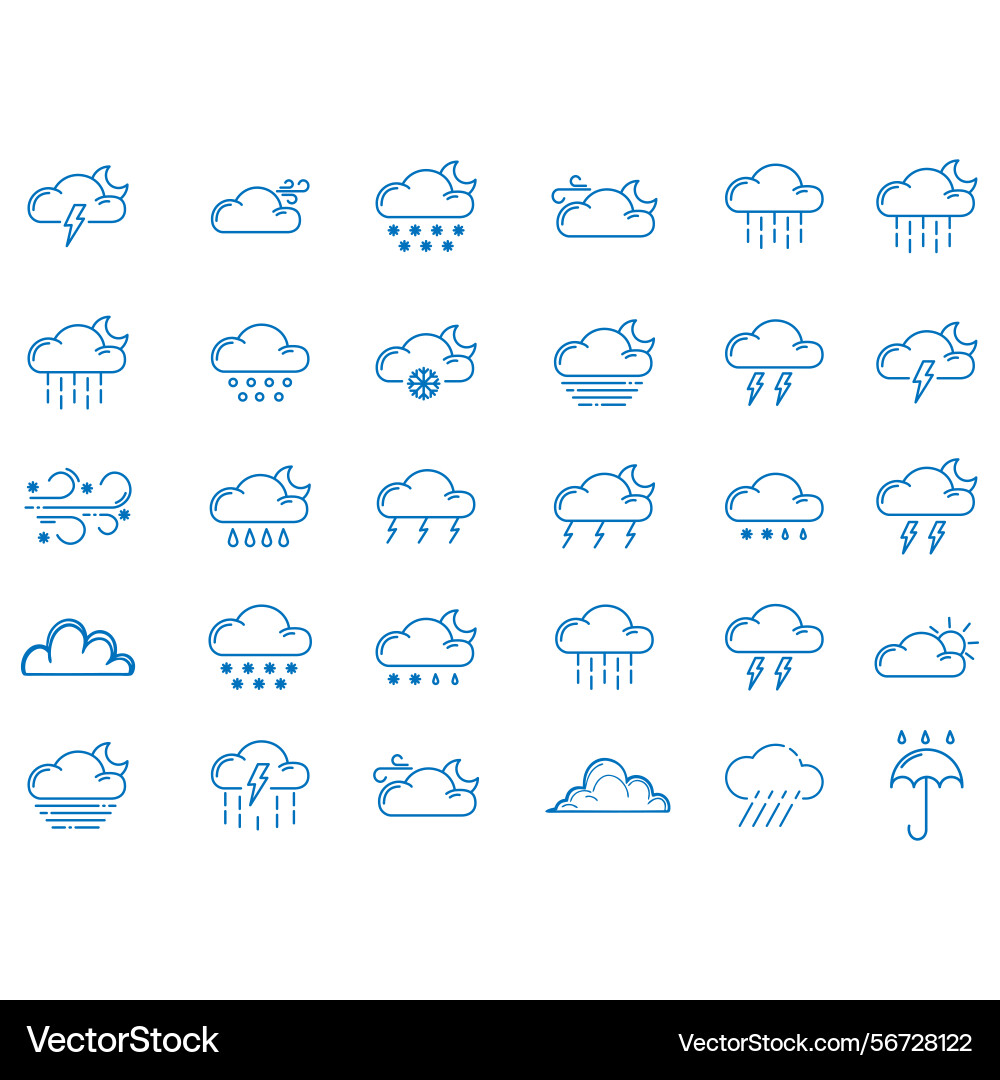 Clouds icons set of in different form Clouds icons set of in different form Vector Image