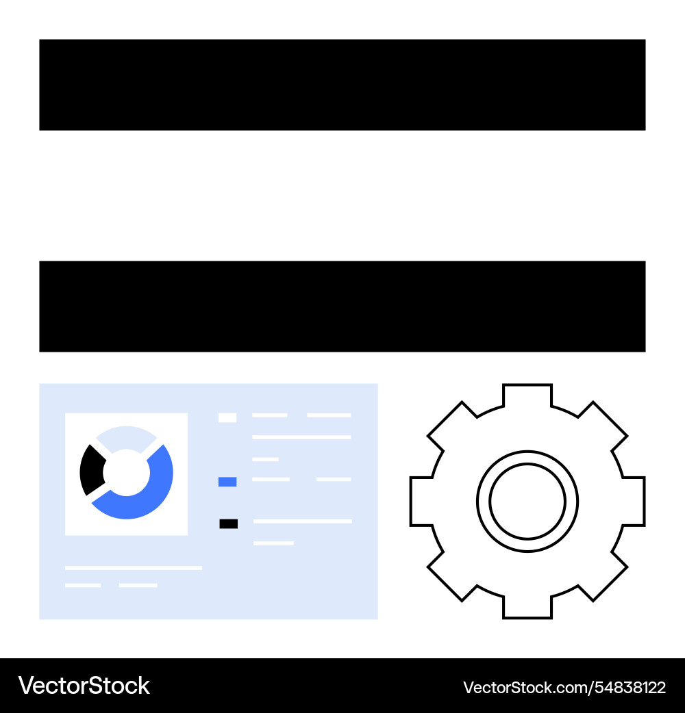 Data dashboard with gear icon and circular chart Data dashboard with gear icon and circular chart vector image