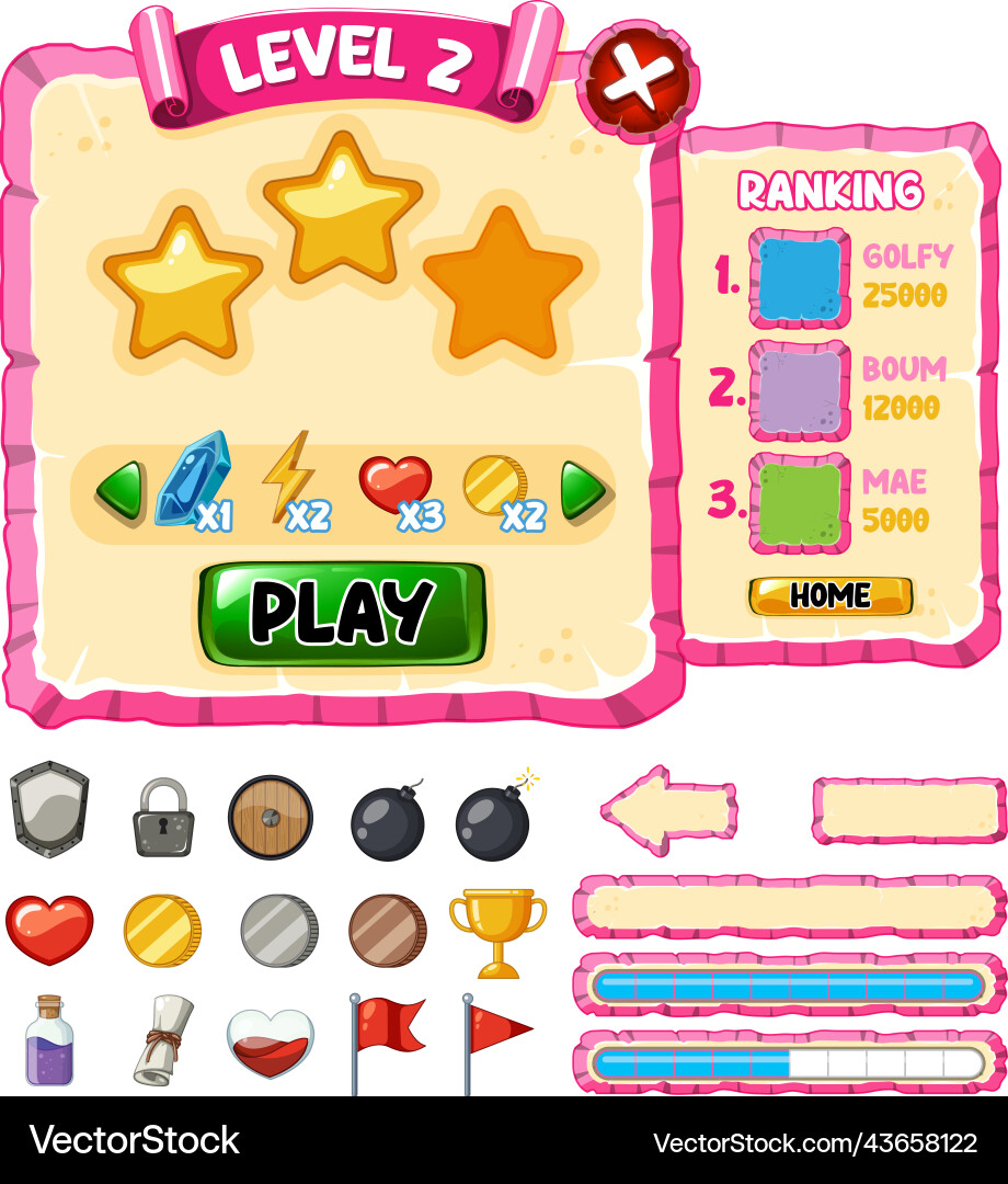 Game element template design set Vector Image