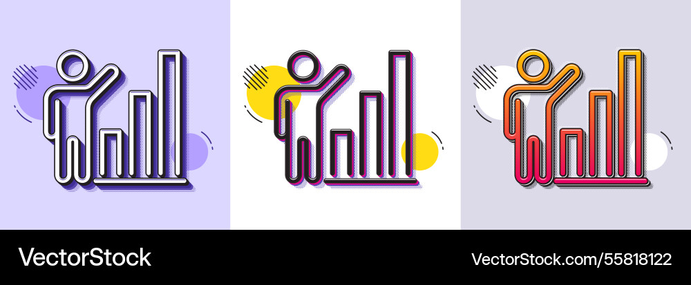 Graph line icon column chart sign halftone Graph line icon column chart sign halftone vector image