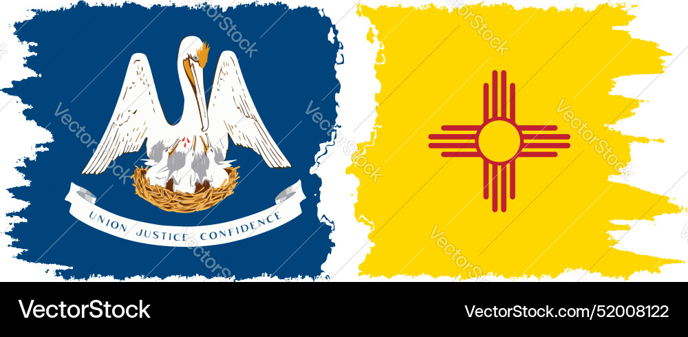 New mexico and louisiana states grunge brush New mexico and louisiana states grunge brush vector image