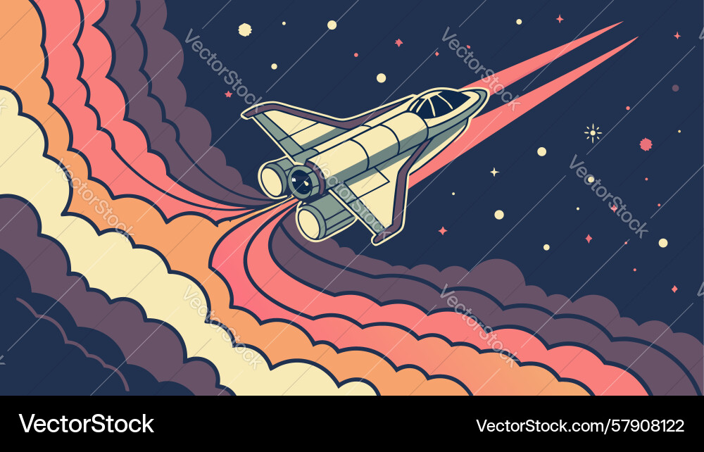 Rocket launch into colorful space dynamic flight Vector Image