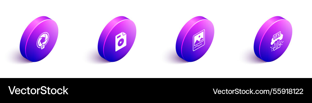 Set isometric camera shutter avi file document Set isometric camera shutter avi file document vector image