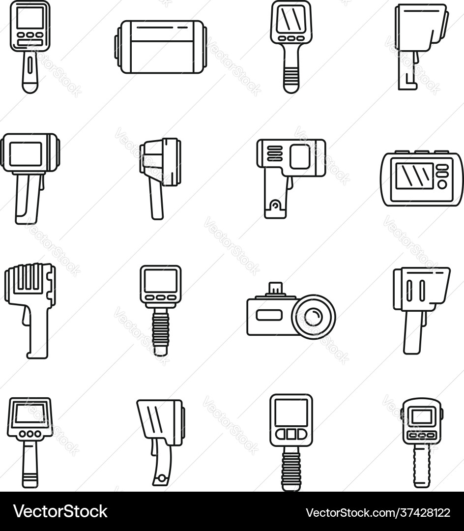 Thermal imager device icons set outline style Thermal imager device icons set outline style vector image