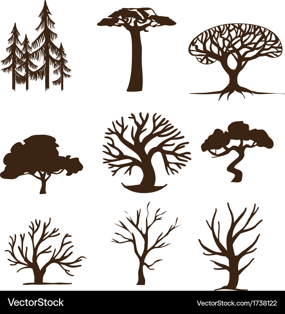 Tree Collection - Diverse Forest Elements vector image