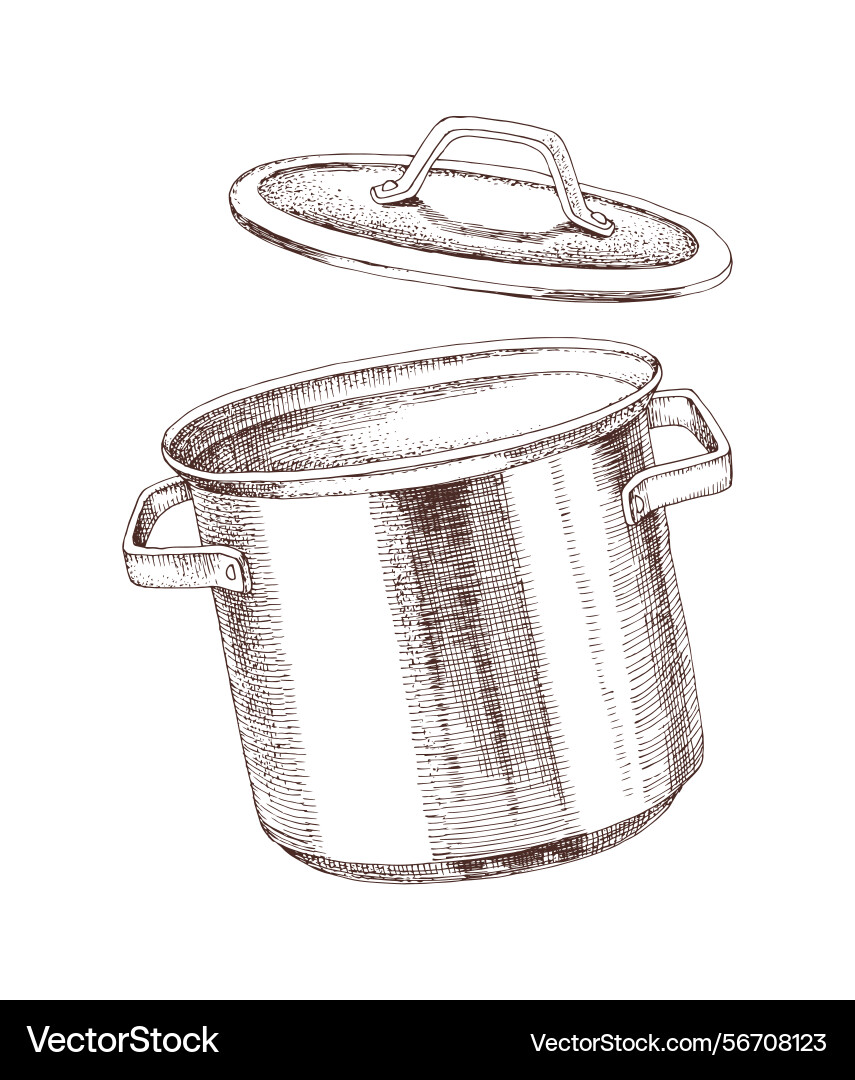 Empty pot with open lid Empty pot with open lid Vector Image