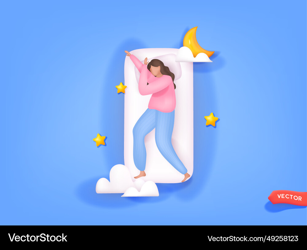 Frau schlafen nachts in ihrem Bett Healthcare Frau schlafen nachts in ihrem Bett Healthcare vektorbild