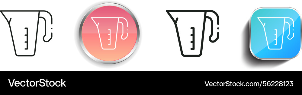 Measuring cup icon thin linear regular and button Measuring cup icon thin linear regular and button Vector Image