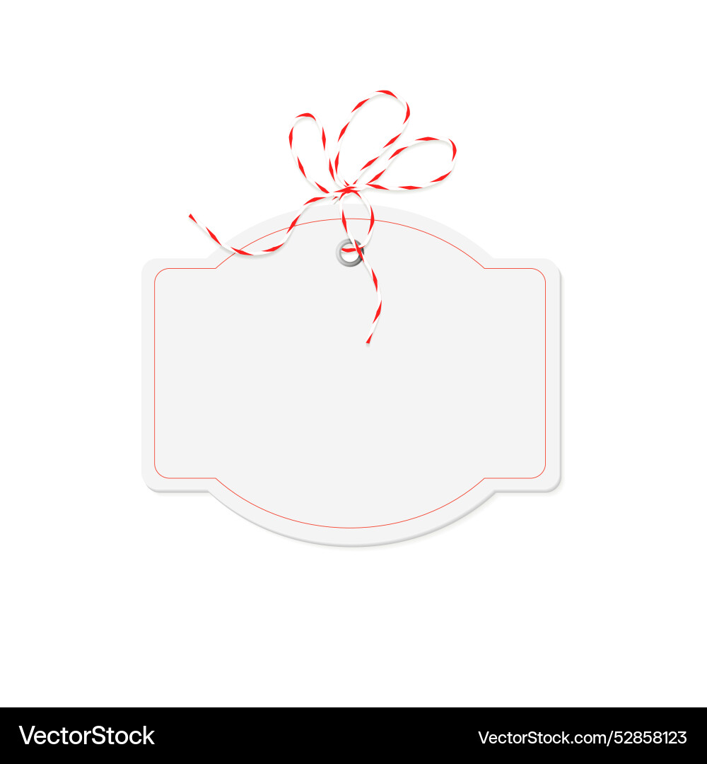 Oval price tag with red string bow Oval price tag with red string bow Vector Image