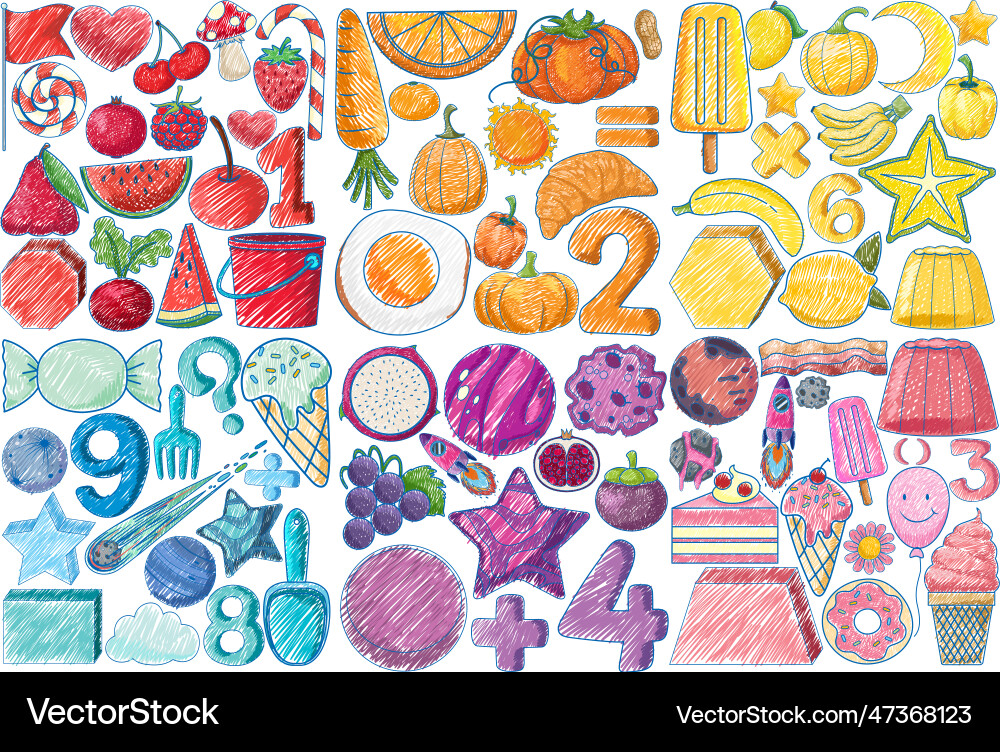 Pencil Sketch Collection of Objects vector image