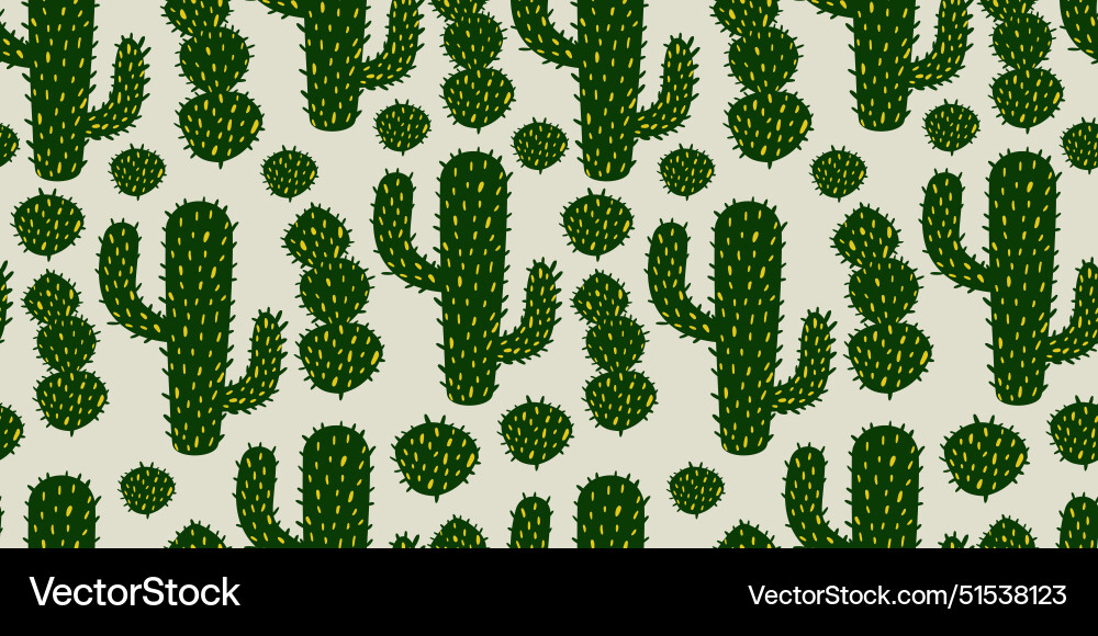 Seamless pattern with cactus vector image