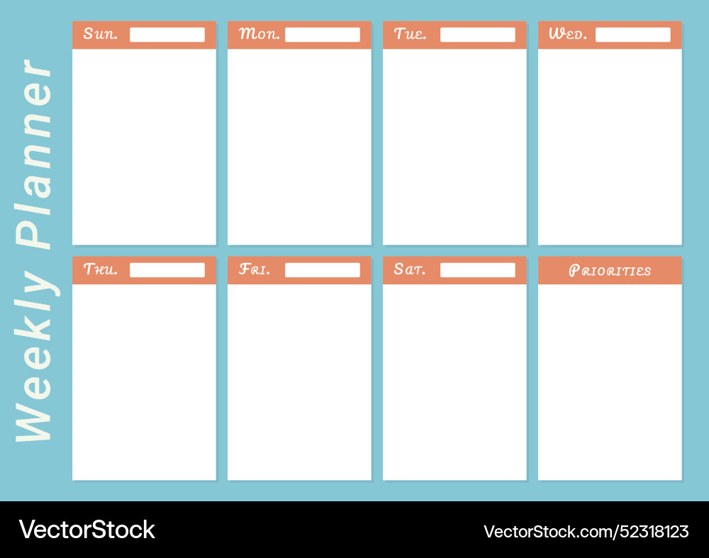 Weekly planner template with white space for text Vector Image