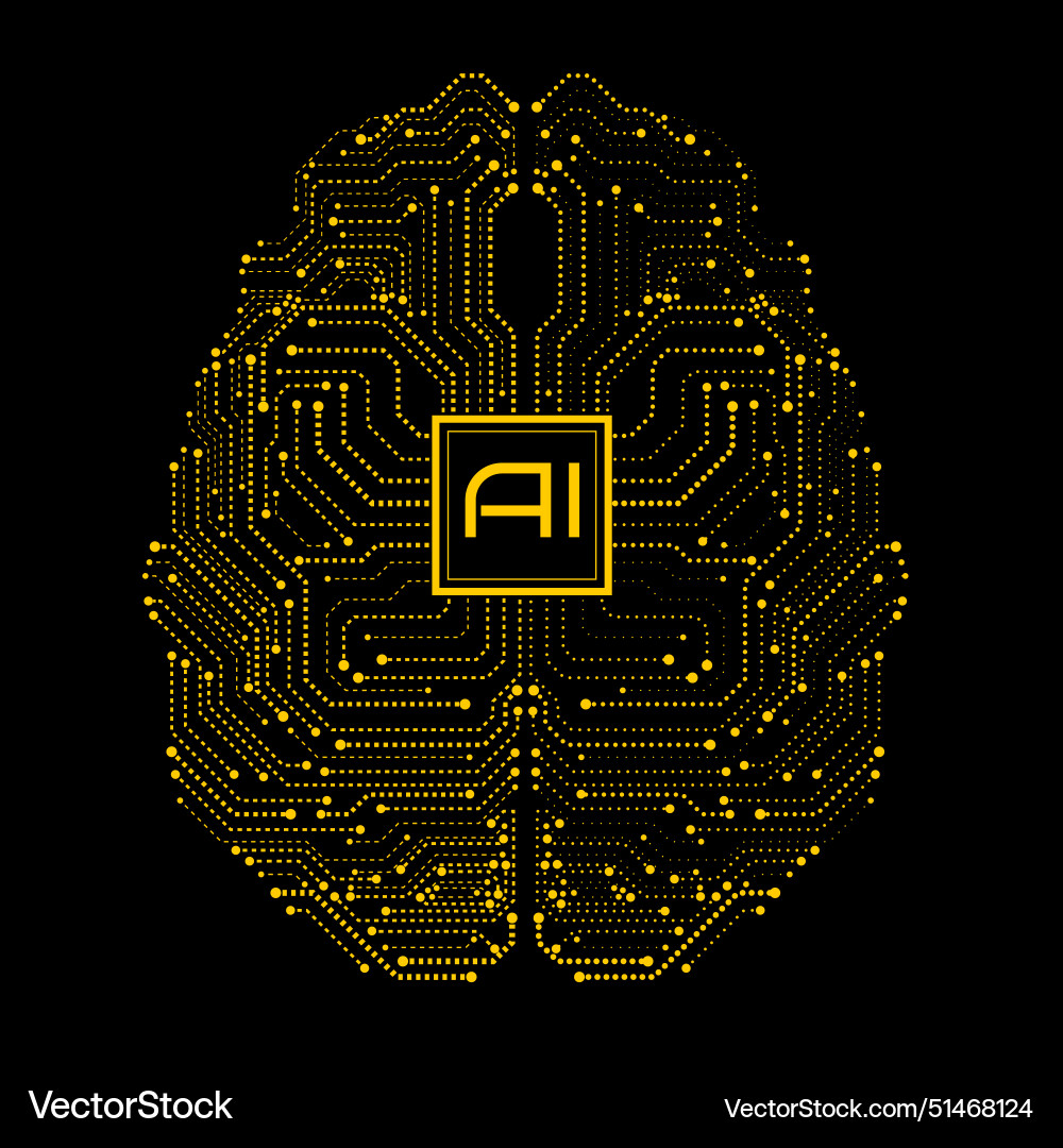 Abstract technological brain with artificial Vector Image