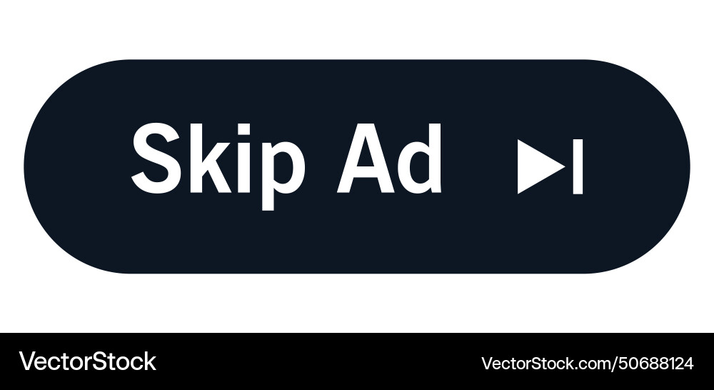 Black skip ad button for website and apps Black skip ad button for website and apps vector image