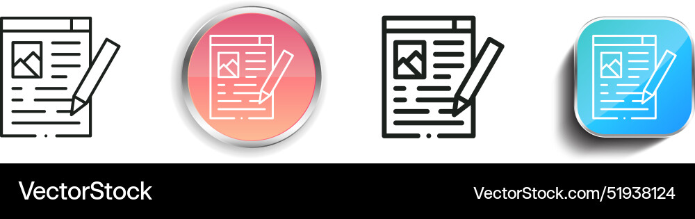 Blog icon thin linear regular and button style vector image