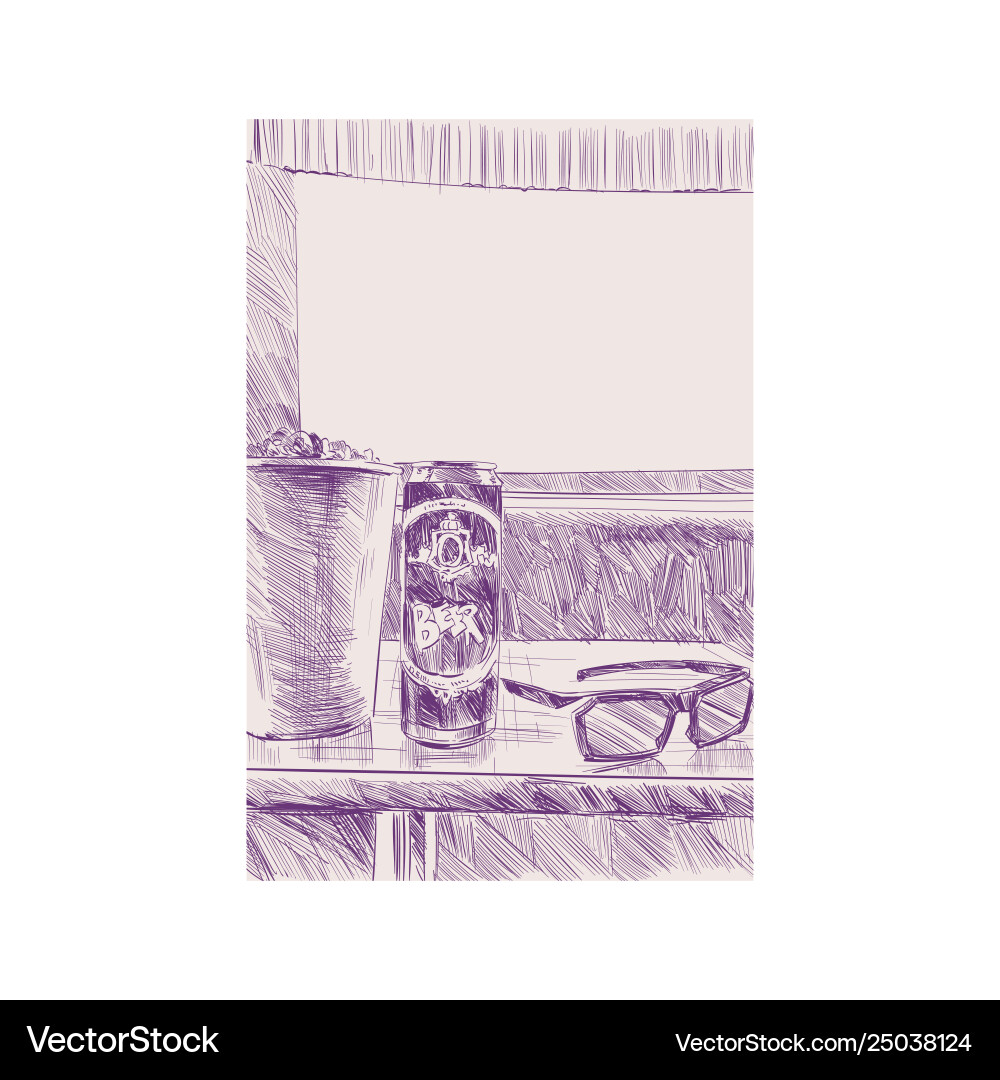 Cinema set glasses popcorn beer poster Cinema set glasses popcorn beer poster vector image