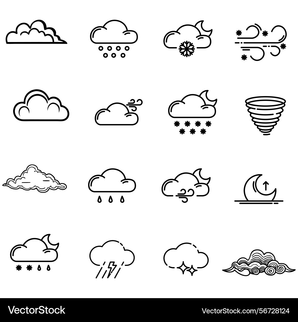 Clouds icons set of in different form vector image