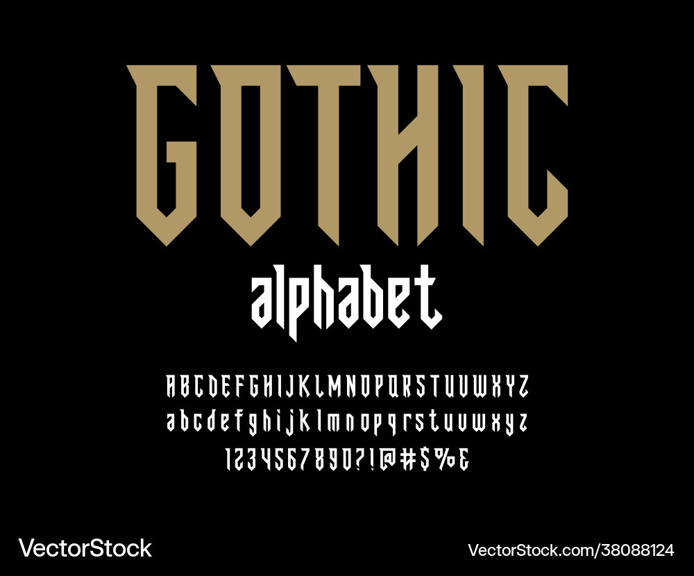 Gothic Alphabet Font - Modern & Bold Vector Image