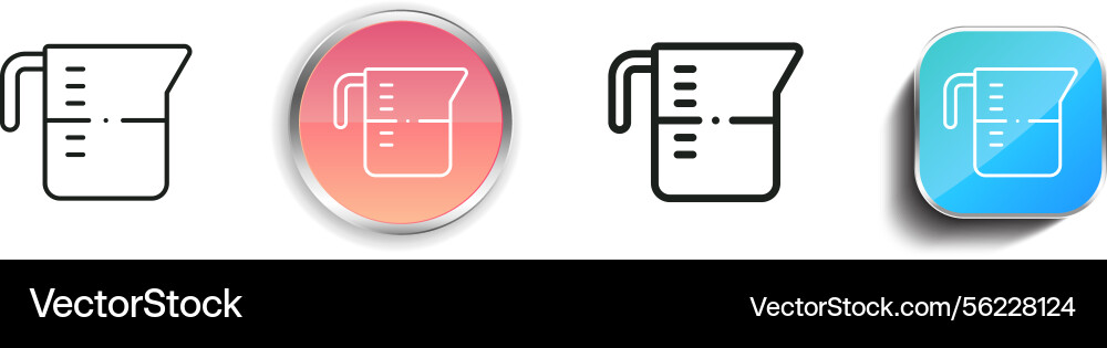 Measuring cup icon thin linear regular and button Measuring cup icon thin linear regular and button Vector Image