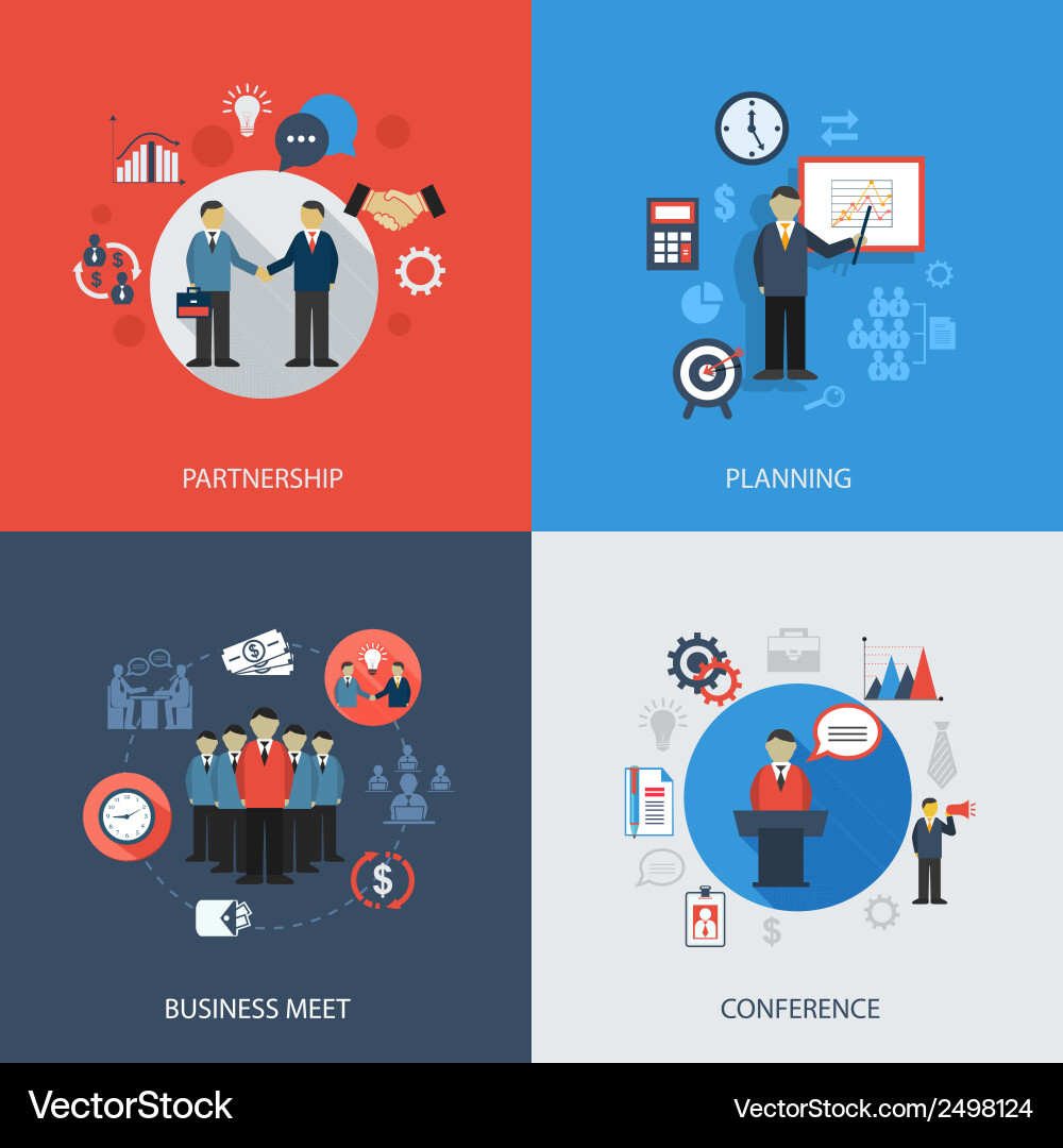 Meeting flat set Royalty Free Vector Image - VectorStock