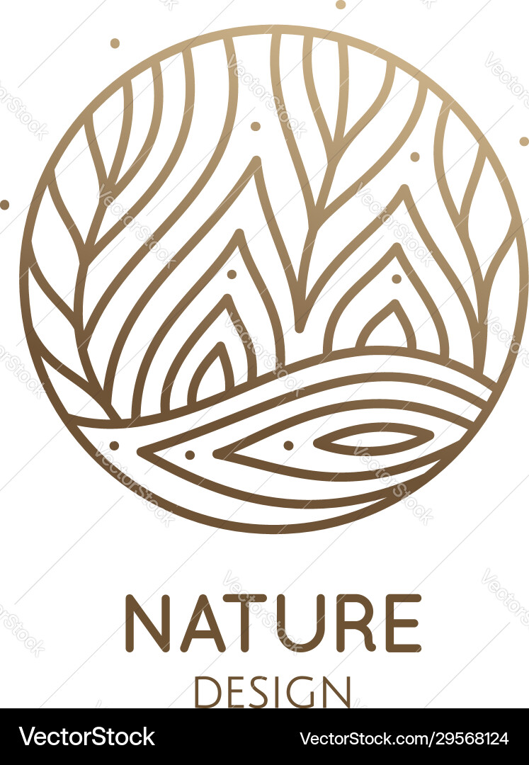 Nature Elements Logo - Linear Style Vector Image