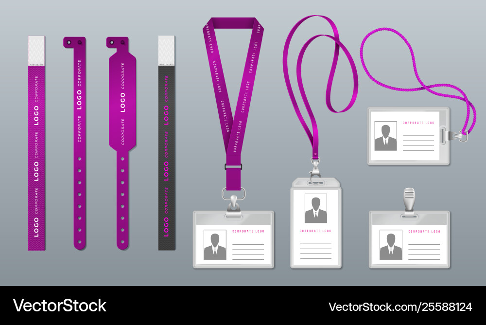 Realistic lanyard badge identity card mockup Realistic lanyard badge identity card mockup vector image
