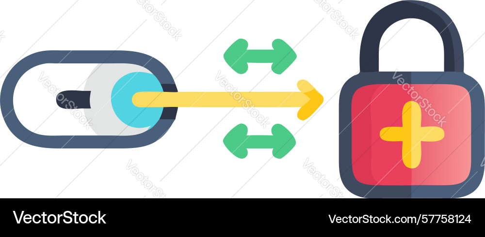 Secure data link icon with padlock and plus sign vector image