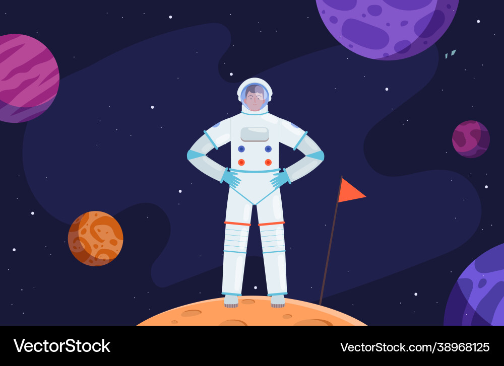Astronaut in space red planet colonization Astronaut in space red planet colonization vector image