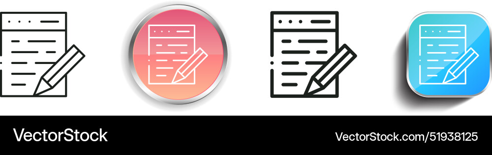 Blog-Ikone dünn linear regelmäßig und Knopf Stil Blog-Ikone dünn linear regelmäßig und Knopf Stil vektorbild