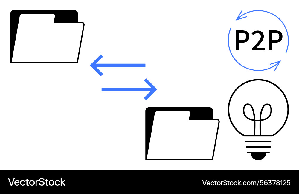 Data exchange between folders representing peer-to Data exchange between folders representing peer-to vector image
