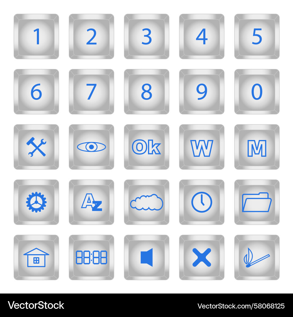 Digital Number Keypad Icons Vector Image