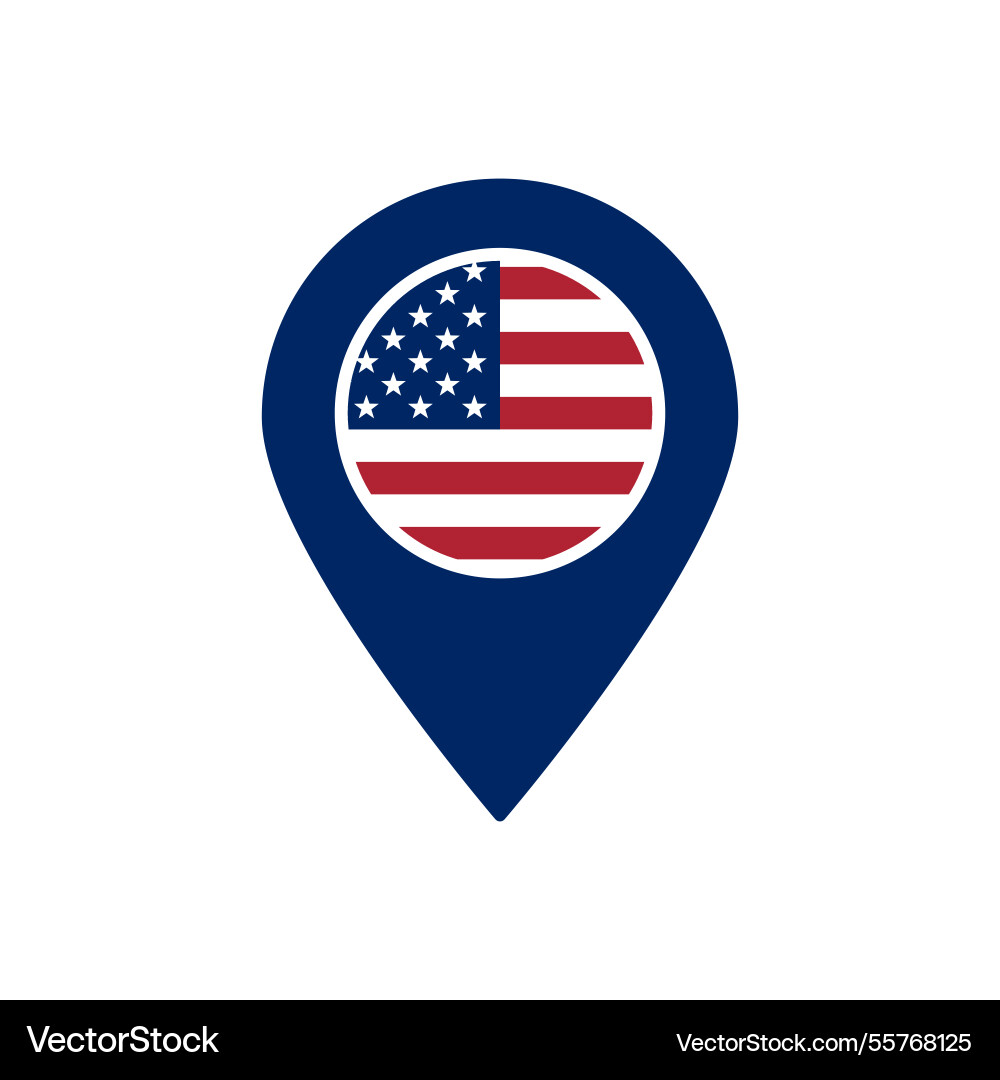 Map pointer icon featuring the american flag vector image