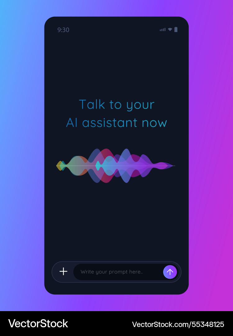 Mobile smartphone app ai virtual assistant speech Vector Image