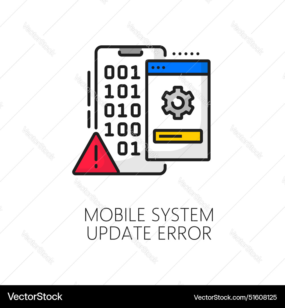 Mobile system software update error thin line icon Mobile system software update error thin line icon vector image