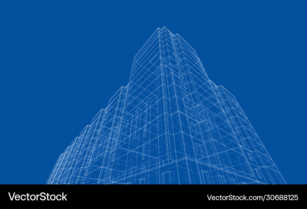 Wire-frame model a multi-storey building Wire-frame model a multi-storey building vector image